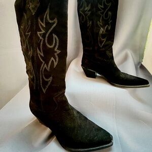 Cowboy Boots, Tall Black Suede, Sz 39